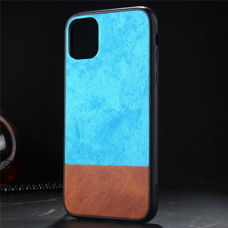 PU Leather Coated PC + TPU Hybrid Case Bi-color Splicing Shell for iPhone 11 Pro Max 6.5 inch - Blue-2