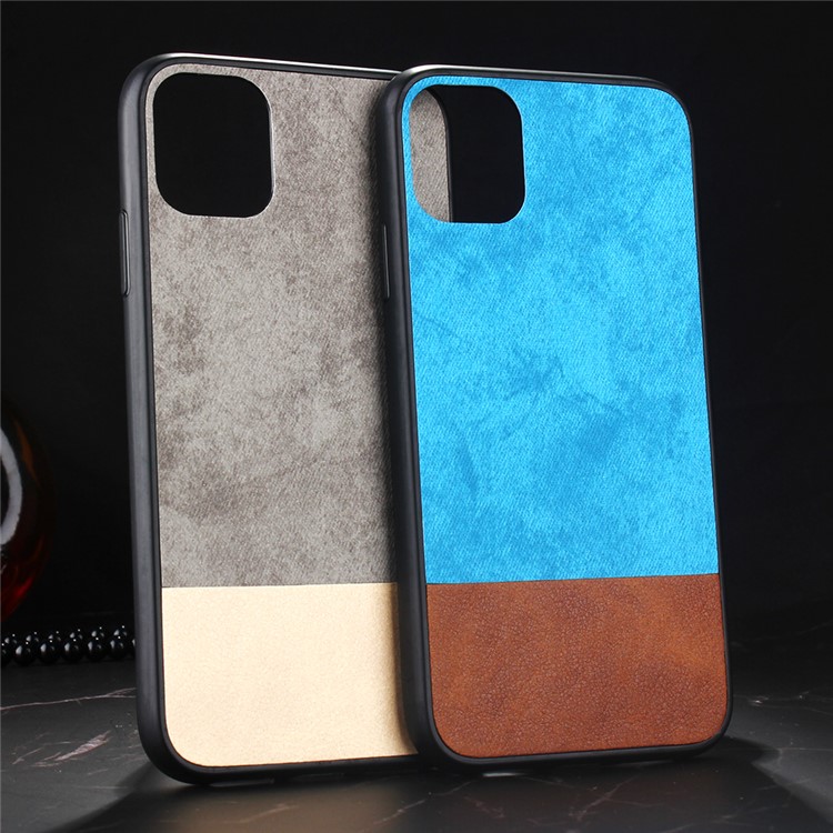 PU Leather Coated PC + TPU Hybrid Case Bi-color Splicing Shell for iPhone 11 Pro Max 6.5 inch - Blue-3