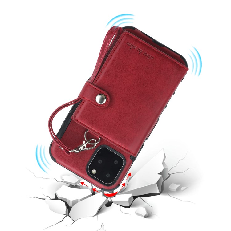 SHOUHUSHEN For iPhone 11 Pro Max 6.5 inch (2019) Multifunctional Card Slots PU Leather +PC + TPU Phone Cover - Wine Red-4