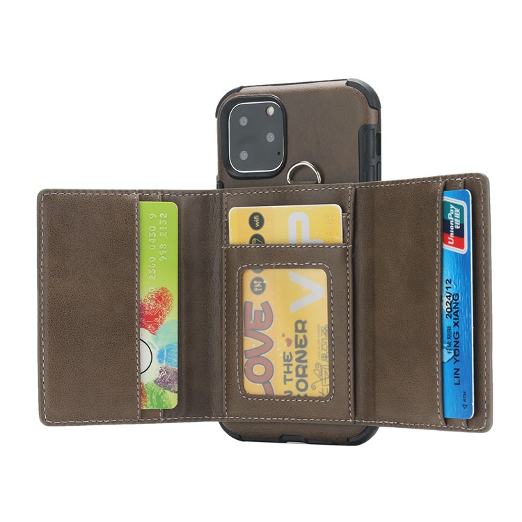 SHOUHUSHEN For iPhone 11 Pro Max 6.5 inch (2019) Multifunctional Card Slots PU Leather +PC + TPU Phone Cover - Coffee-3