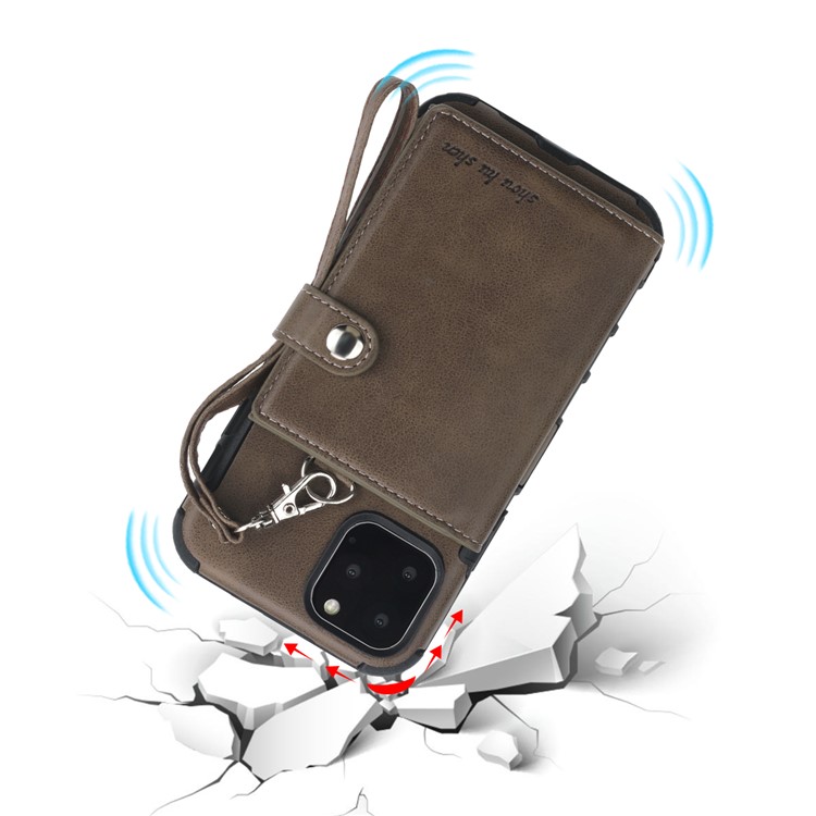 SHOUHUSHEN For iPhone 11 Pro Max 6.5 inch (2019) Multifunctional Card Slots PU Leather +PC + TPU Phone Cover - Coffee-4