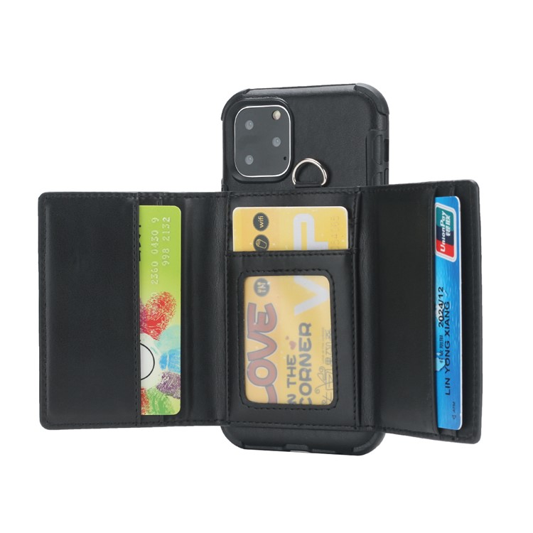 SHOUHUSHEN For iPhone 11 6.1 inch (2019) Multifunctional Card Slots PU Leather +PC + TPU Phone Shell - Black-3