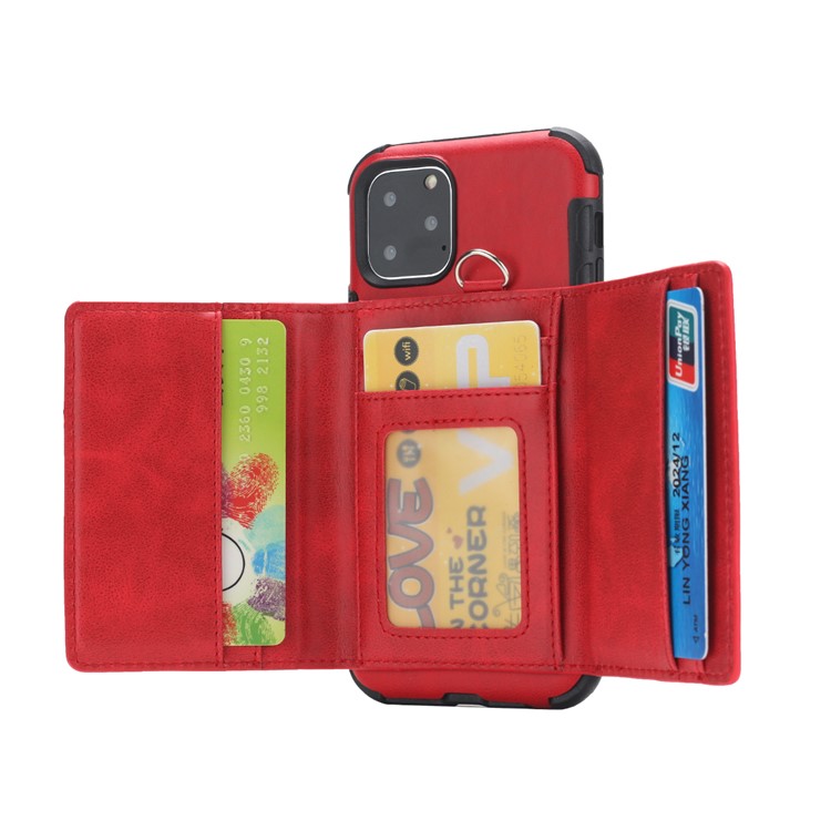 SHOUHUSHEN For iPhone 11 6.1 inch (2019) Multifunctional Card Slots PU Leather +PC + TPU Phone Shell - Red-3