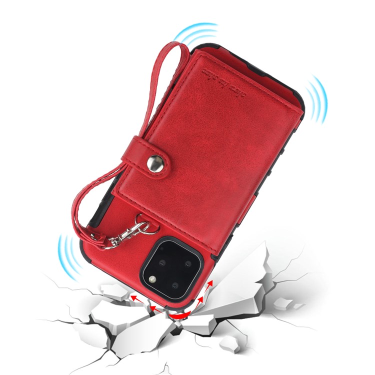 SHOUHUSHEN For iPhone 11 6.1 inch (2019) Multifunctional Card Slots PU Leather +PC + TPU Phone Shell - Red-4