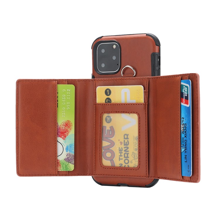 SHOUHUSHEN For iPhone 11 6.1 inch (2019) Multifunctional Card Slots PU Leather +PC + TPU Phone Shell - Brown-3