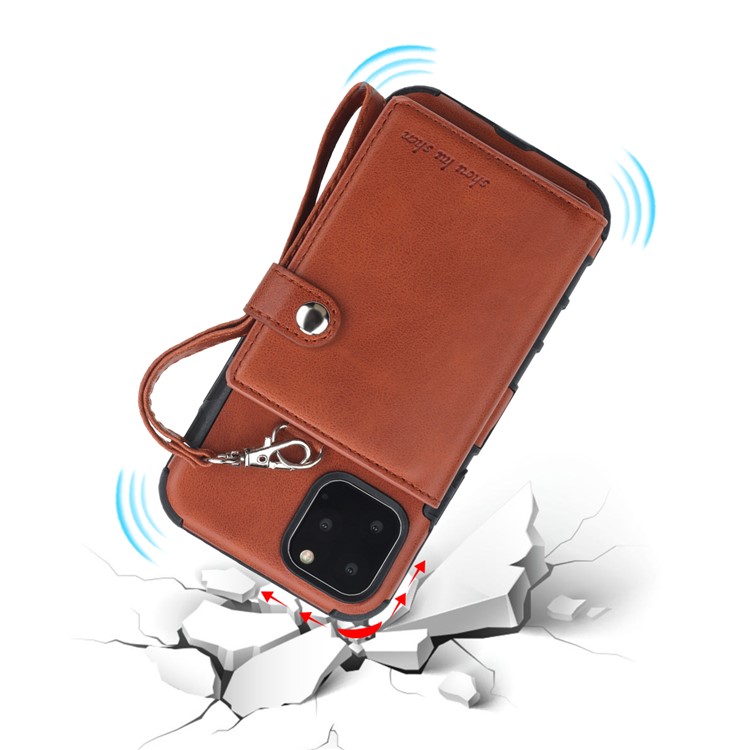 SHOUHUSHEN For iPhone 11 6.1 inch (2019) Multifunctional Card Slots PU Leather +PC + TPU Phone Shell - Brown-4