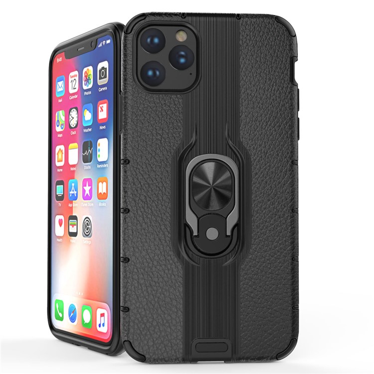 Porte-bagues Détachable Etui Hybride TPU PC TPU Pour Iphone 11 Pro Max 6.5 Pouces (2019) - Noir-2