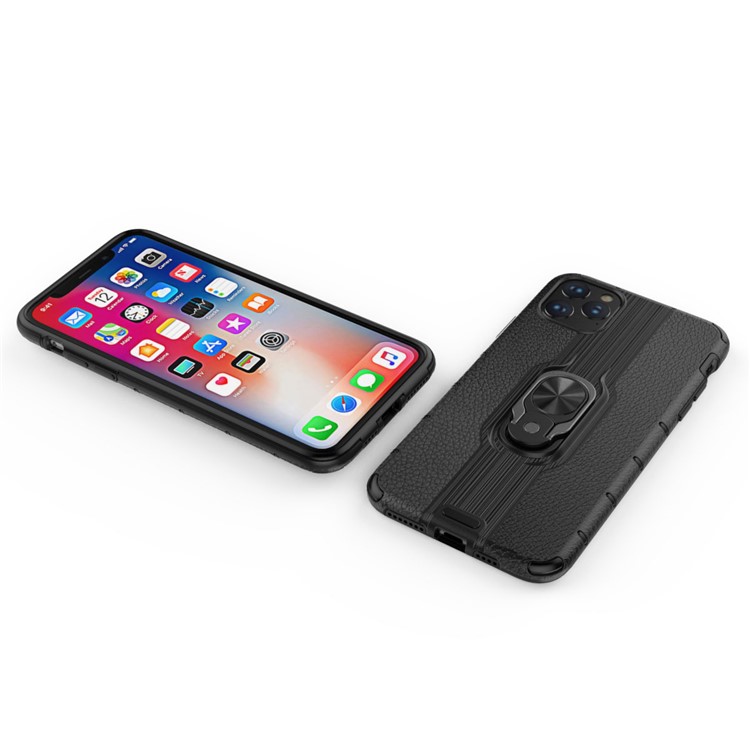 Porte-bagues Détachable Etui Hybride TPU PC TPU Pour Iphone 11 Pro Max 6.5 Pouces (2019) - Noir-4