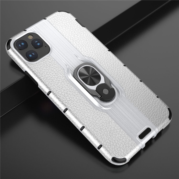 Porte-bagues Détachable Etui Hybride TPU PC TPU Pour Iphone 11 Pro Max 6.5 Pouces (2019) - Argent-3