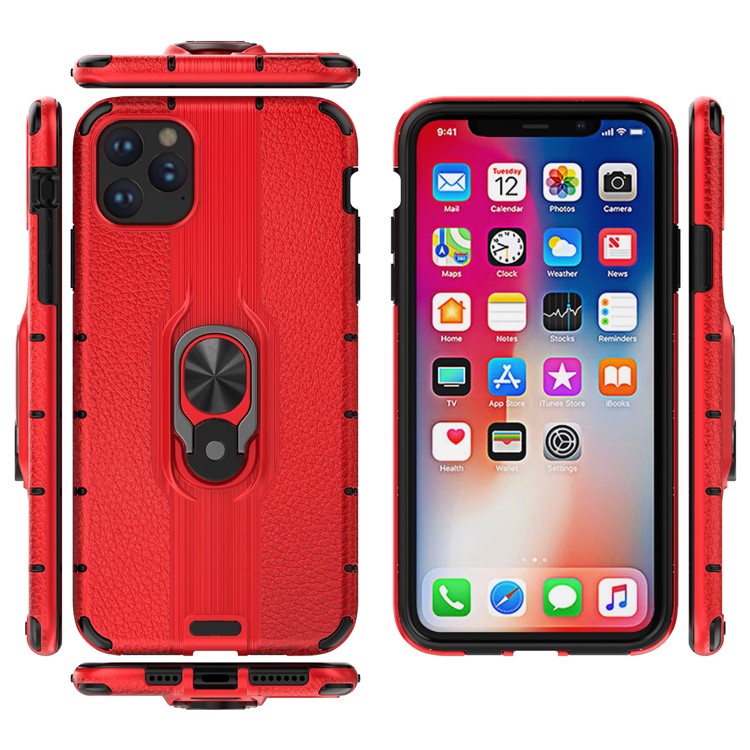 Custodia Ibrida In TPU Per Supporto Per Anello Staccabile Per Iphone 11 Pro Max 6.5 Pollici (2019) - Rosso-2