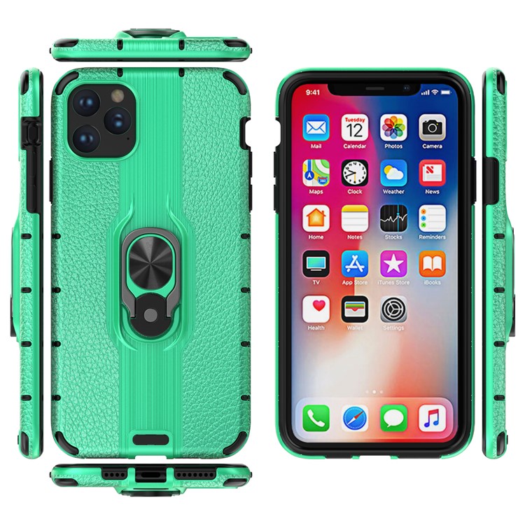 Porte-bagues Détachable Etui Hybride TPU PC TPU Pour Iphone 11 Pro Max 6.5 Pouces (2019) - Vert-2