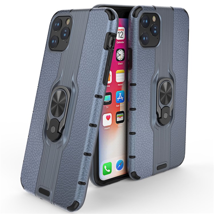 Porte-bagues Détachable Etui Hybride TPU PC TPU Pour Iphone 11 Pro Max 6.5 Pouces (2019) - Bleu-1