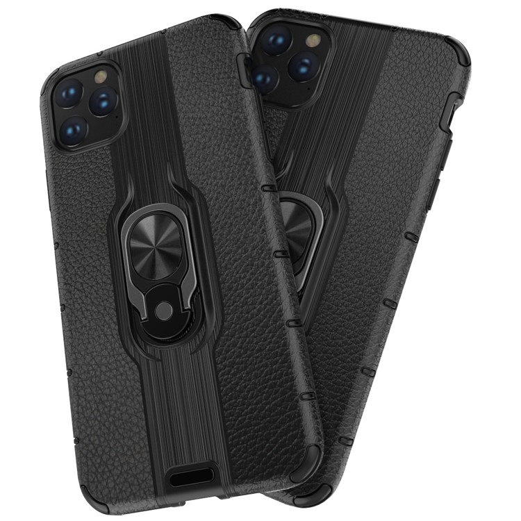 Detachable Ring Holder Kickstand PC TPU Hybrid Case for iPhone 11 Pro 5.8 inch (2019) - Black-10