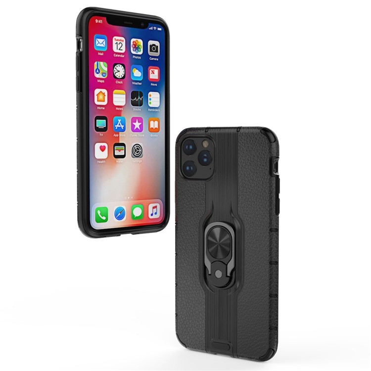 Detachable Ring Holder Kickstand PC TPU Hybrid Case for iPhone 11 Pro 5.8 inch (2019) - Black-3