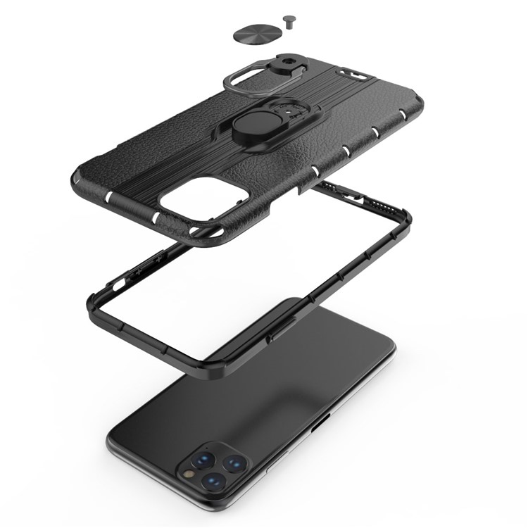 Detachable Ring Holder Kickstand PC TPU Hybrid Case for iPhone 11 Pro 5.8 inch (2019) - Black-8