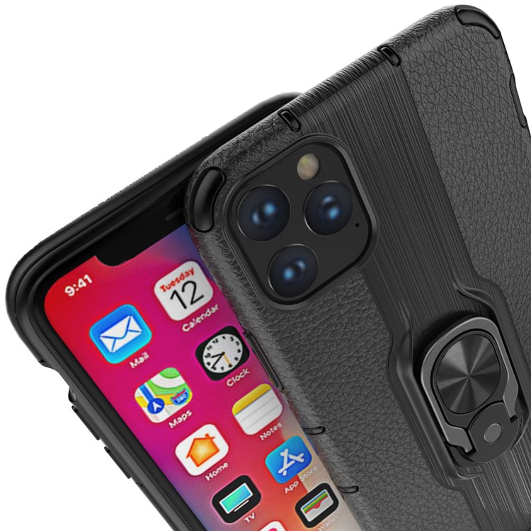 Detachable Ring Holder Kickstand PC TPU Hybrid Case for iPhone 11 Pro 5.8 inch (2019) - Black-9