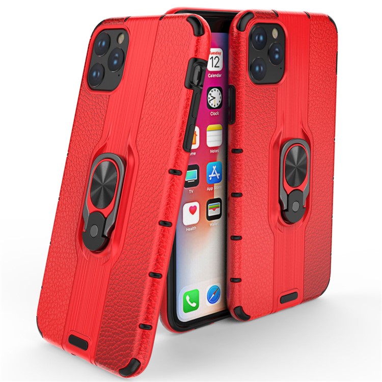Detachable Ring Holder Kickstand PC TPU Hybrid Case for iPhone 11 Pro 5.8 inch (2019) - Red-1