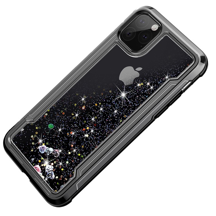 Flüssiges Glitzer Pulver Treibsand Beschichtet PC + TPU Hybrid Cover Für IPhone 11 Pro 5.8 Zoll (2019) - Schwarz-5
