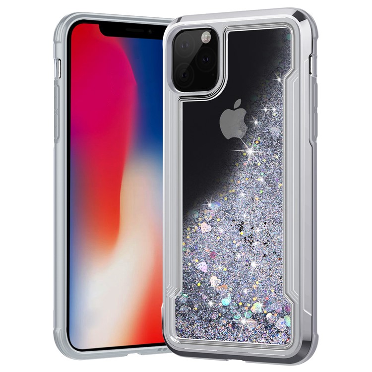 Liquid Glitter Powder Quicksand Plated PC + TPU Hybrid Cover for iPhone 11 Pro 5.8 inch (2019) - Silver-1