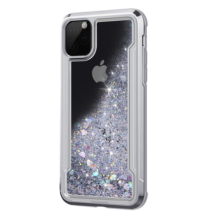 Liquid Glitter Powder Quicksand Plated PC + TPU Hybrid Cover for iPhone 11 Pro 5.8 inch (2019) - Silver-2