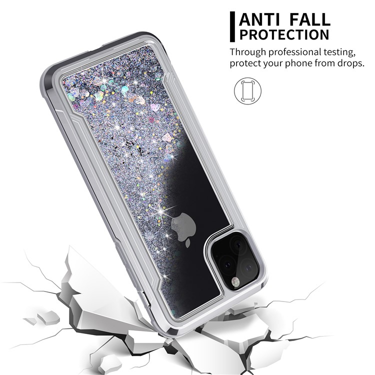 Liquid Glitter Powder Quicksand Plated PC + TPU Hybrid Cover for iPhone 11 Pro 5.8 inch (2019) - Silver-3