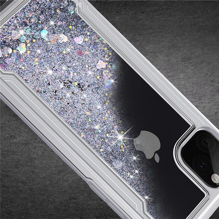 Liquid Glitter Powder Quicksand Plated PC + TPU Hybrid Cover for iPhone 11 Pro 5.8 inch (2019) - Silver-4