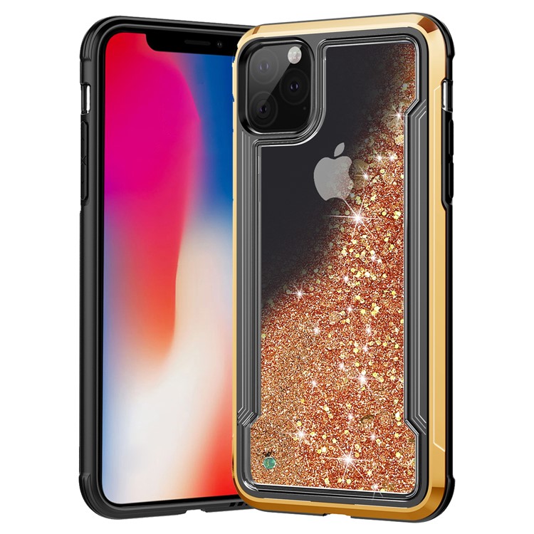 Liquid Glitter Powder Quicksand Plated PC + TPU Hybrid Cover for iPhone 11 Pro 5.8 inch (2019) - Gold-1