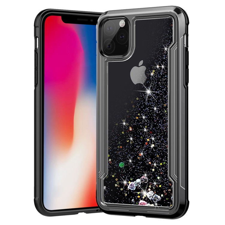 Caja Del Teléfono Híbrido PC + TPU De Polvo Rápido Con Brillo Líquido Para Iphone 11 Pro 5.8 Pulgadas (2019) - Negro-1
