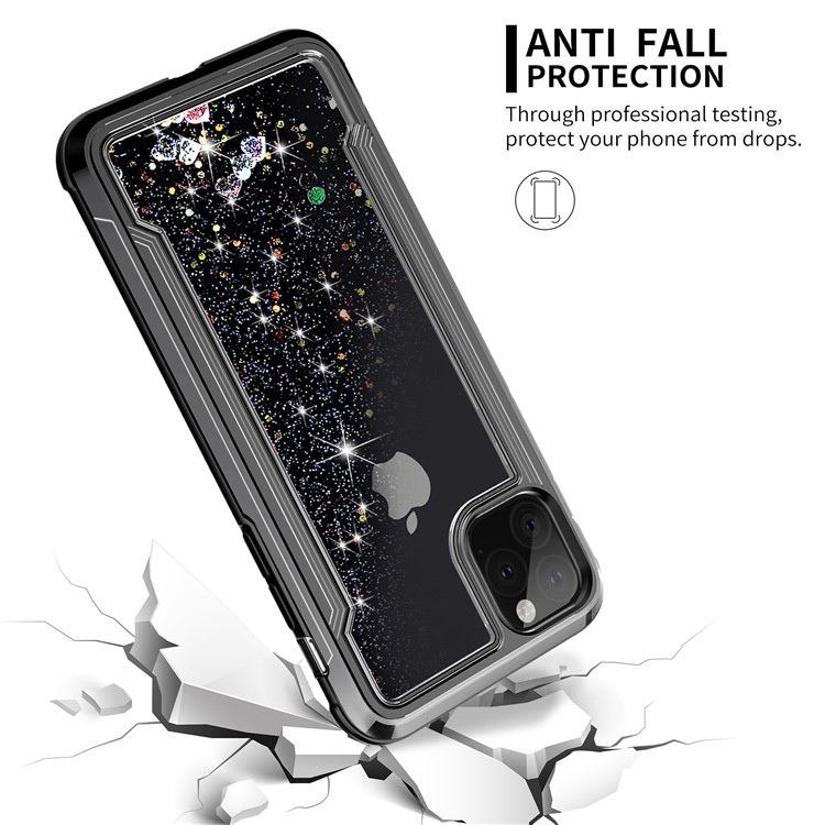 Caja Del Teléfono Híbrido PC + TPU De Polvo Rápido Con Brillo Líquido Para Iphone 11 Pro 5.8 Pulgadas (2019) - Negro-3