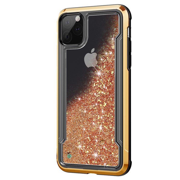 Etui De Téléphone Hybride PC + TPU De Poudre De Poudre De Paillettes Quicksand Plaqué Pour Iphone 11 Pro 5.8 Pouces (2019) - Or-2