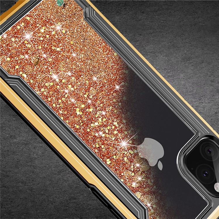 Etui De Téléphone Hybride PC + TPU De Poudre De Poudre De Paillettes Quicksand Plaqué Pour Iphone 11 Pro 5.8 Pouces (2019) - Or-4