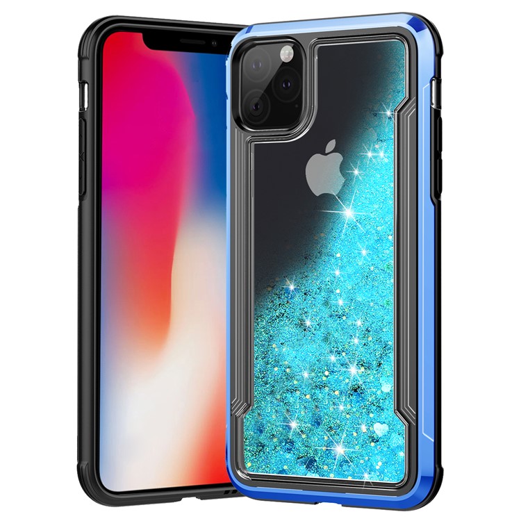 Caja Del Teléfono Híbrido PC + TPU De Polvo Rápido Con Brillo Líquido Para Iphone 11 Pro 5.8 Pulgadas (2019) - Azul-1
