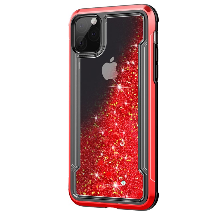 Liquid Glitter Powder Quicksand Plated PC + TPU Hybrid Shell for iPhone 11 6.1 inch (2019) - Red-2