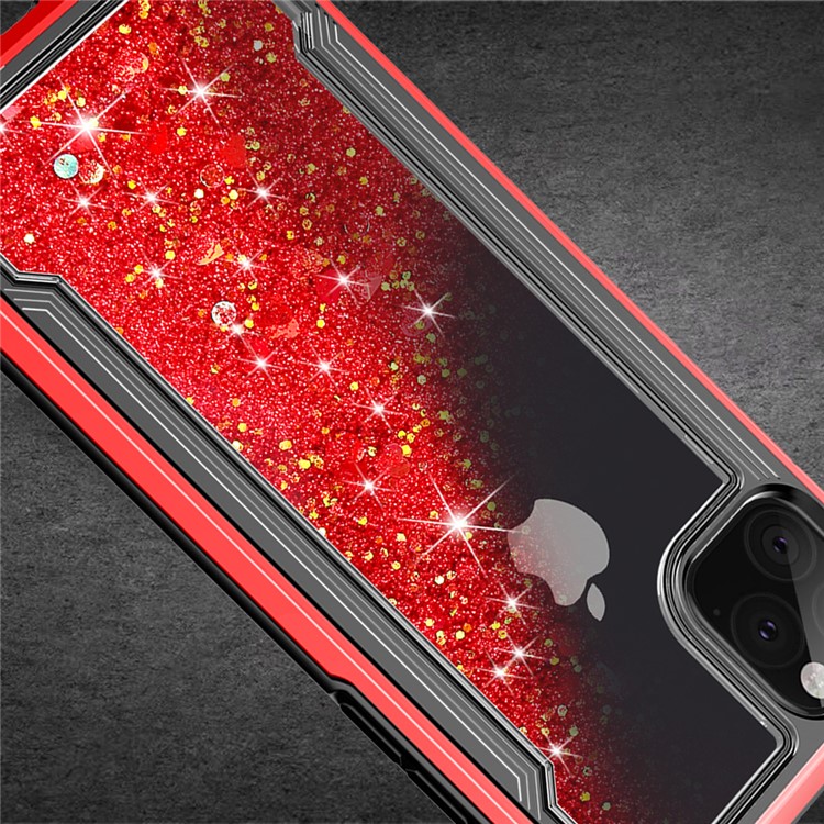Liquid Glitter Powder Quicksand Plated PC + TPU Hybrid Shell for iPhone 11 6.1 inch (2019) - Red-4