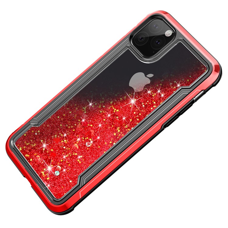 Liquid Glitter Powder Quicksand Plated PC + TPU Hybrid Shell for iPhone 11 6.1 inch (2019) - Red-5
