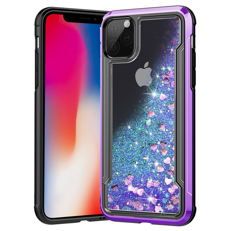 Liquid Glitter Powder Quicksand Plated PC + TPU Hybrid Shell for iPhone 11 6.1 inch (2019) - Purple-1