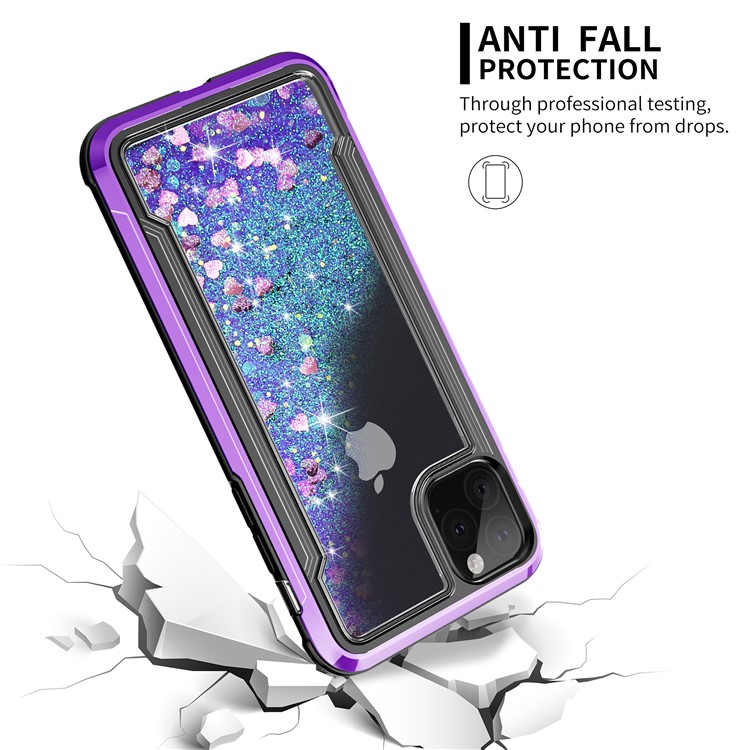 Liquid Glitter Powder Quicksand Plated PC + TPU Hybrid Shell for iPhone 11 6.1 inch (2019) - Purple-3