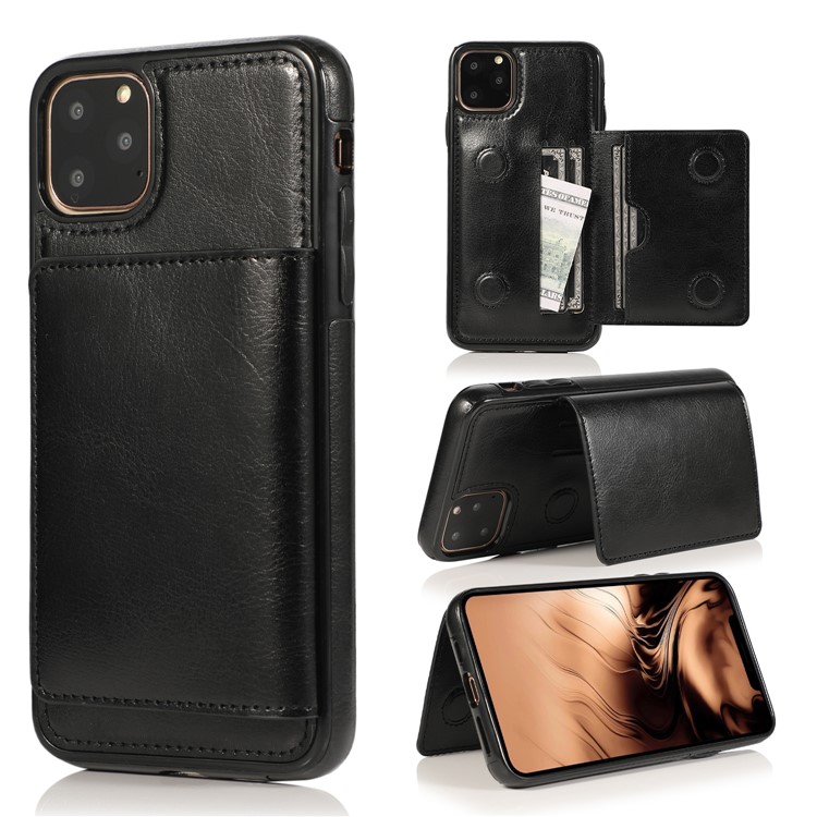 PU Leather + TPU Multiple Card Slots Stand Phone Casing for iPhone 11 Pro Max 6.5 inch (2019) - Black-1