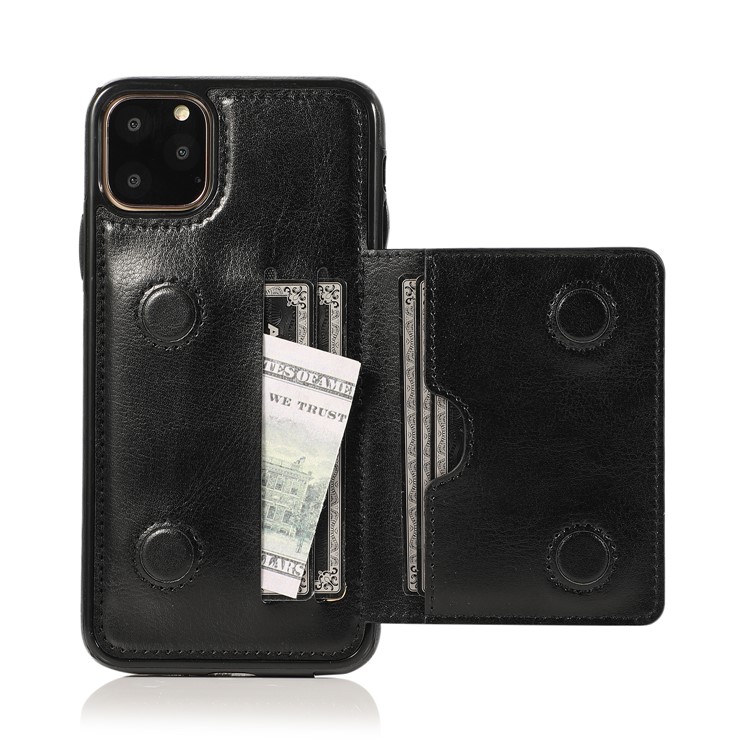 PU Leather + TPU Multiple Card Slots Stand Phone Casing for iPhone 11 Pro Max 6.5 inch (2019) - Black-7