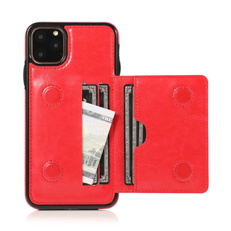 PU Leather + TPU Multiple Card Slots Stand Phone Casing for iPhone 11 Pro Max 6.5 inch (2019) - Red-5