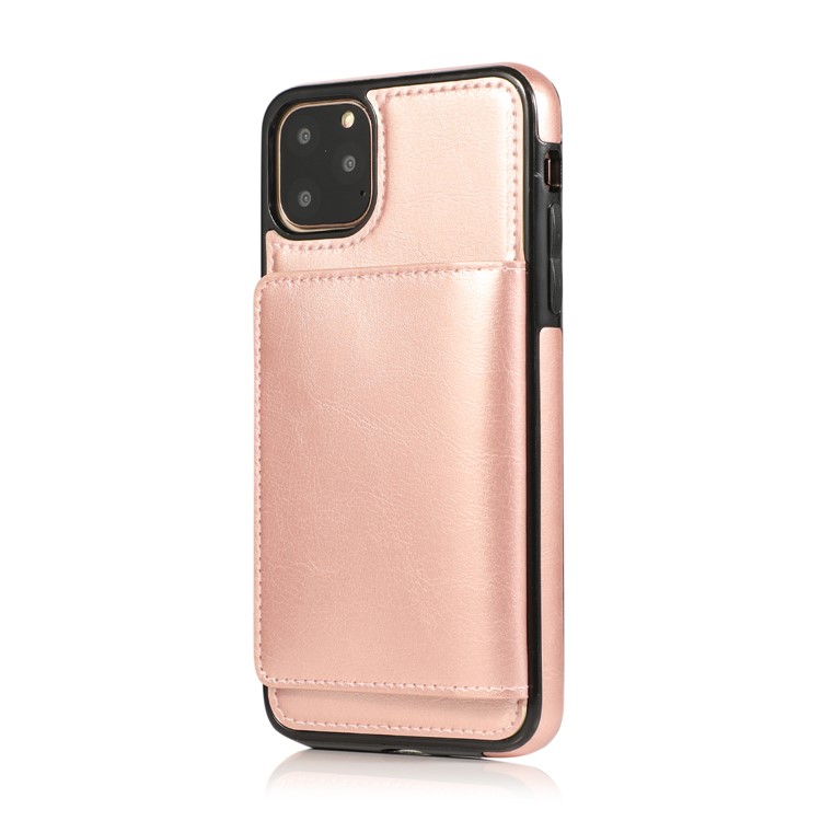Cuir PU + TPU Emplacements Pour Cartes Multiples Support Boîtier De Téléphone Pour Iphone 11 Pro Max 6,5 Pouces (2019) - Or Rose-3