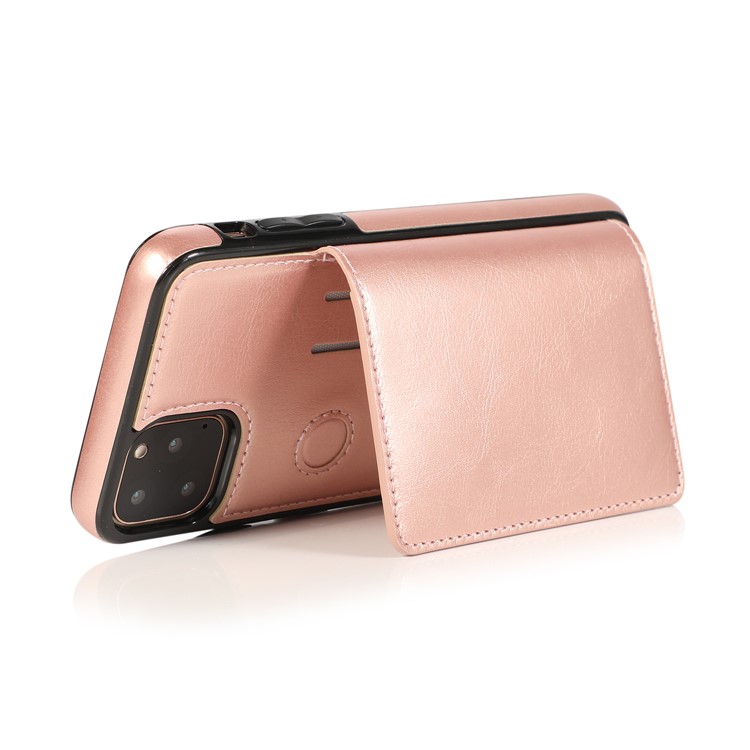 Cuir PU + TPU Emplacements Pour Cartes Multiples Support Boîtier De Téléphone Pour Iphone 11 Pro Max 6,5 Pouces (2019) - Or Rose-6
