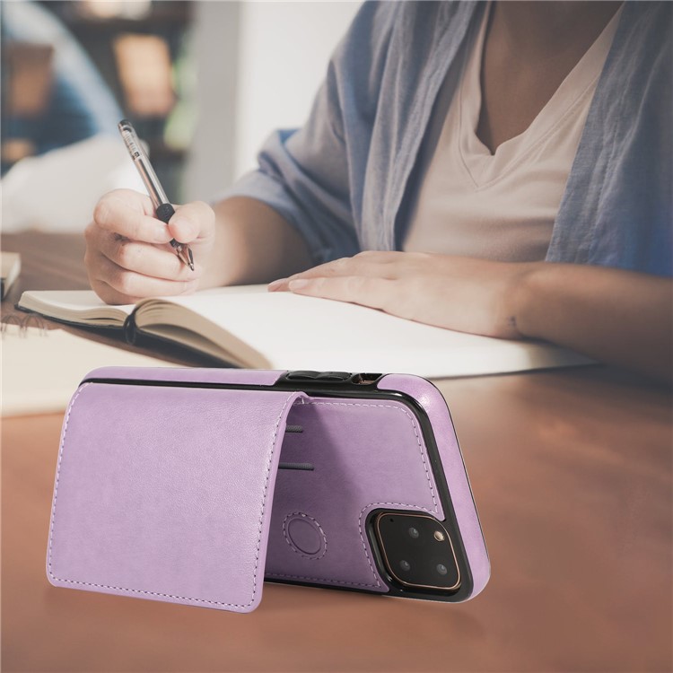 Couro PU + TPU Vários Slots Para Cartões De Telefone Case Para Iphone 11 Pro Max 6.5 Polegadas (2019) - Roxa-14