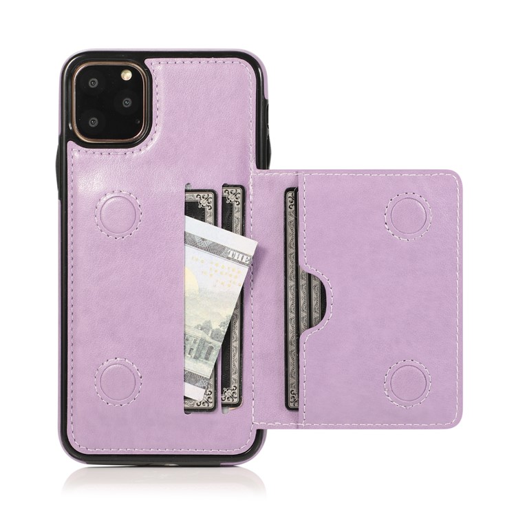 Couro PU + TPU Vários Slots Para Cartões De Telefone Case Para Iphone 11 Pro Max 6.5 Polegadas (2019) - Roxa-7