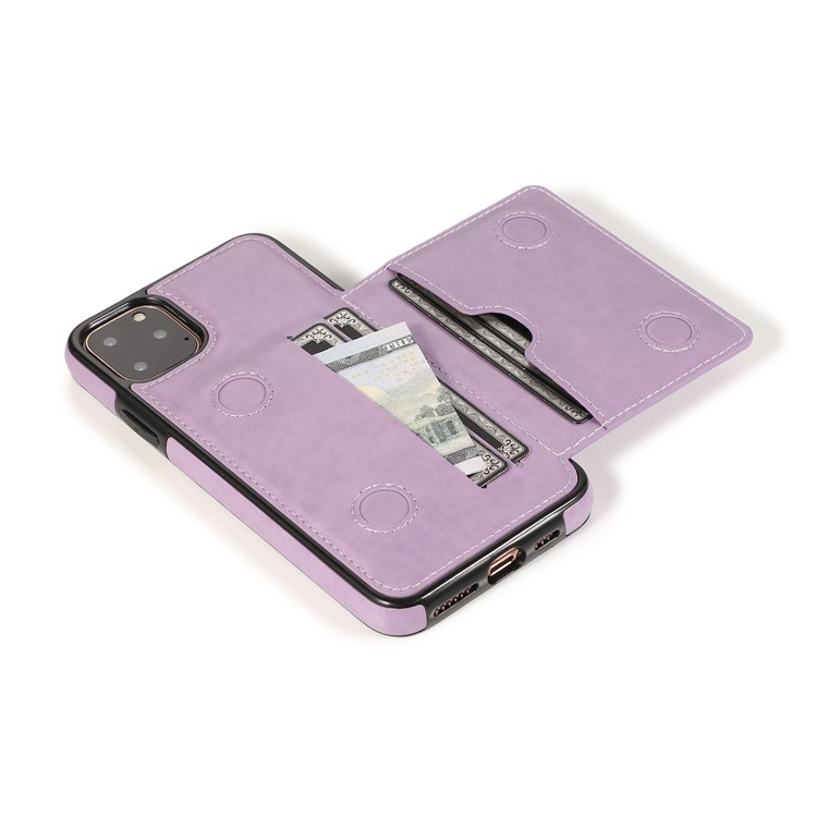 Couro PU + TPU Vários Slots Para Cartões De Telefone Case Para Iphone 11 Pro Max 6.5 Polegadas (2019) - Roxa-8