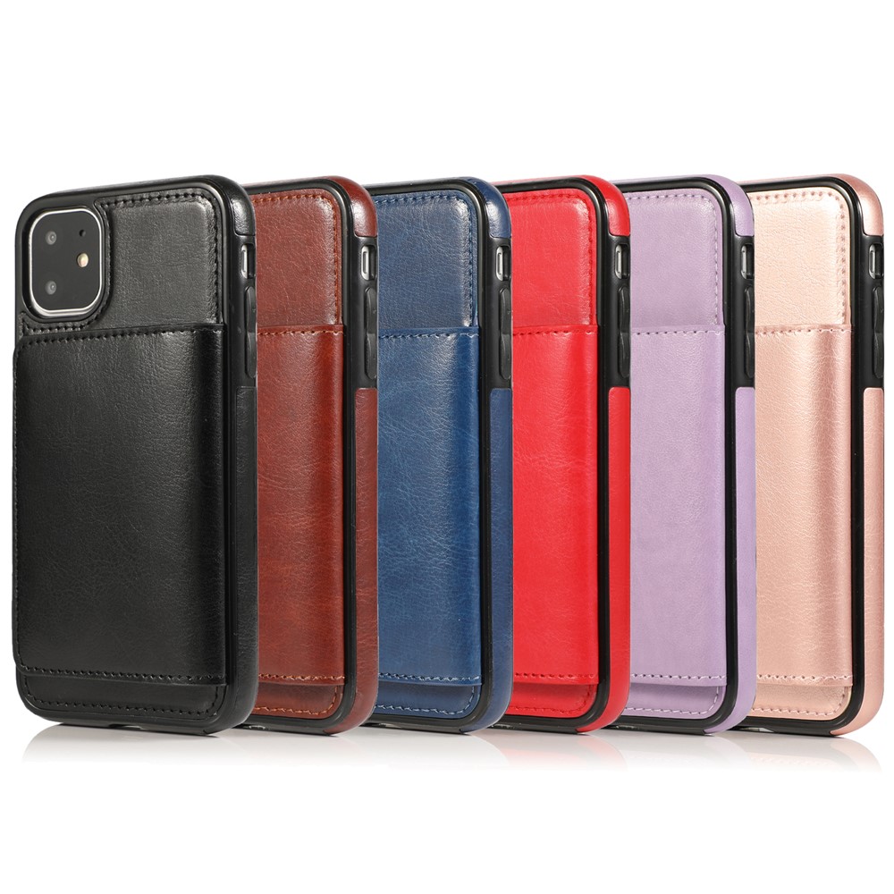 PU Leather + TPU Múltiples Ranuras Para Tarjetas Con Capulpa Del Teléfono Para Iphone 11 6.1 Pulgadas (2019) - Negro-15