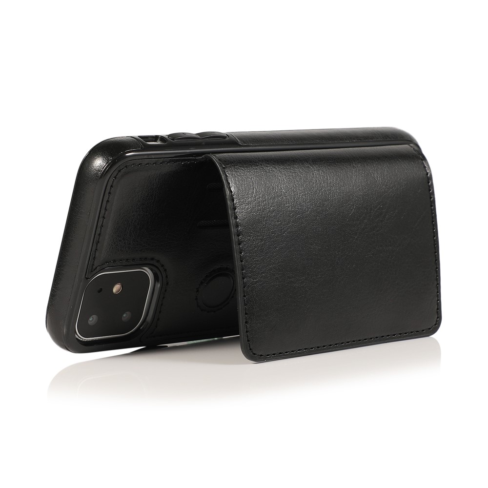 PU Leather + TPU Múltiples Ranuras Para Tarjetas Con Capulpa Del Teléfono Para Iphone 11 6.1 Pulgadas (2019) - Negro-9