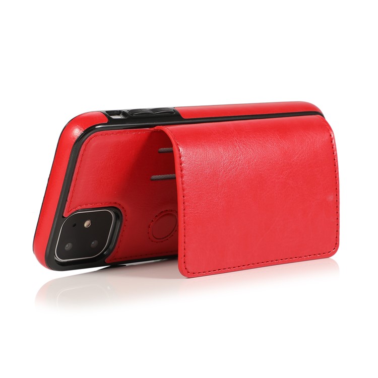 PU Leather + TPU Multiple Card Slots Stand Phone Cover Shell for iPhone 11 6.1 inch (2019) - Red-11