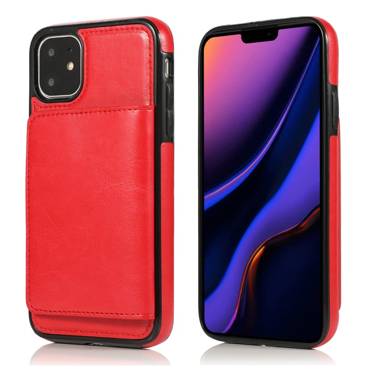 PU Leather + TPU Multiple Card Slots Stand Phone Cover Shell for iPhone 11 6.1 inch (2019) - Red-2