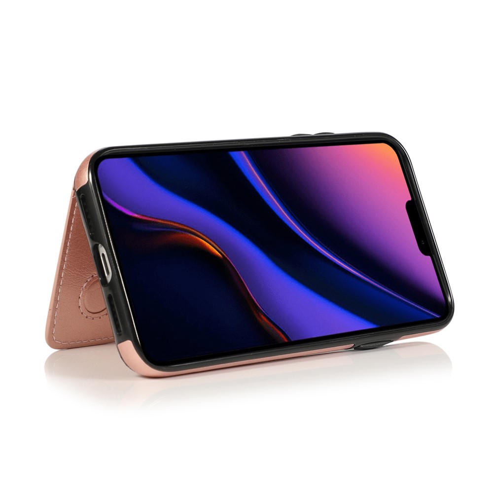 PU Leather + TPU Multiple Card Slots Stand Phone Cover Shell for iPhone 11 6.1 inch (2019) - Rose Gold-8